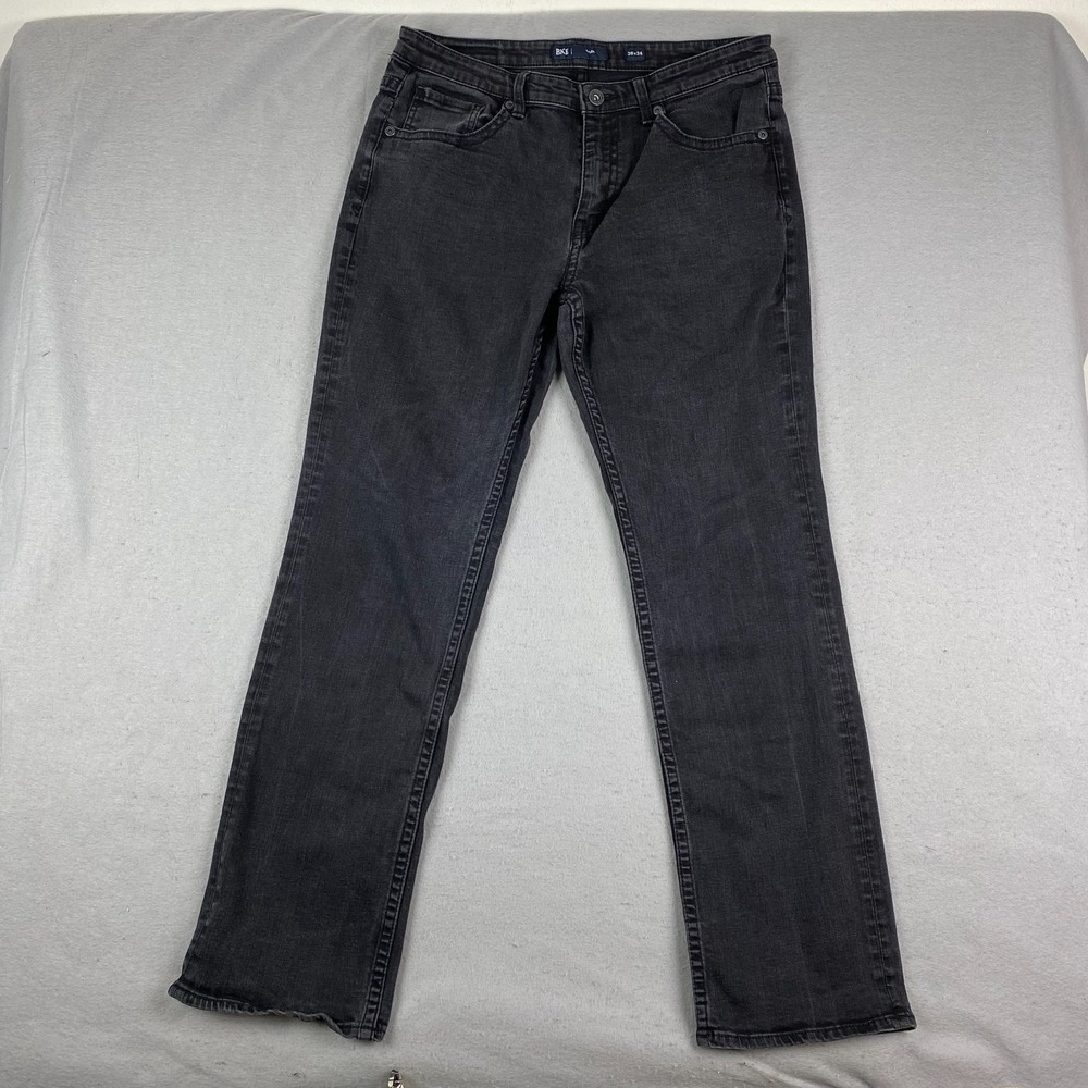 BKE Tyler Jeans Mens 36x33 Black Straight Leg Stretch faded